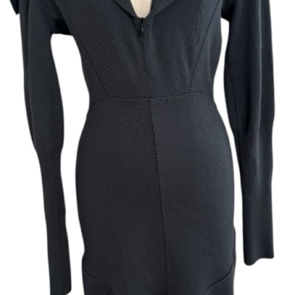 Azzedine Alaïa Gray Mini Dress Vintage 1980’s Wool Blend Luxury Size L Collar - Picture 6 of 12